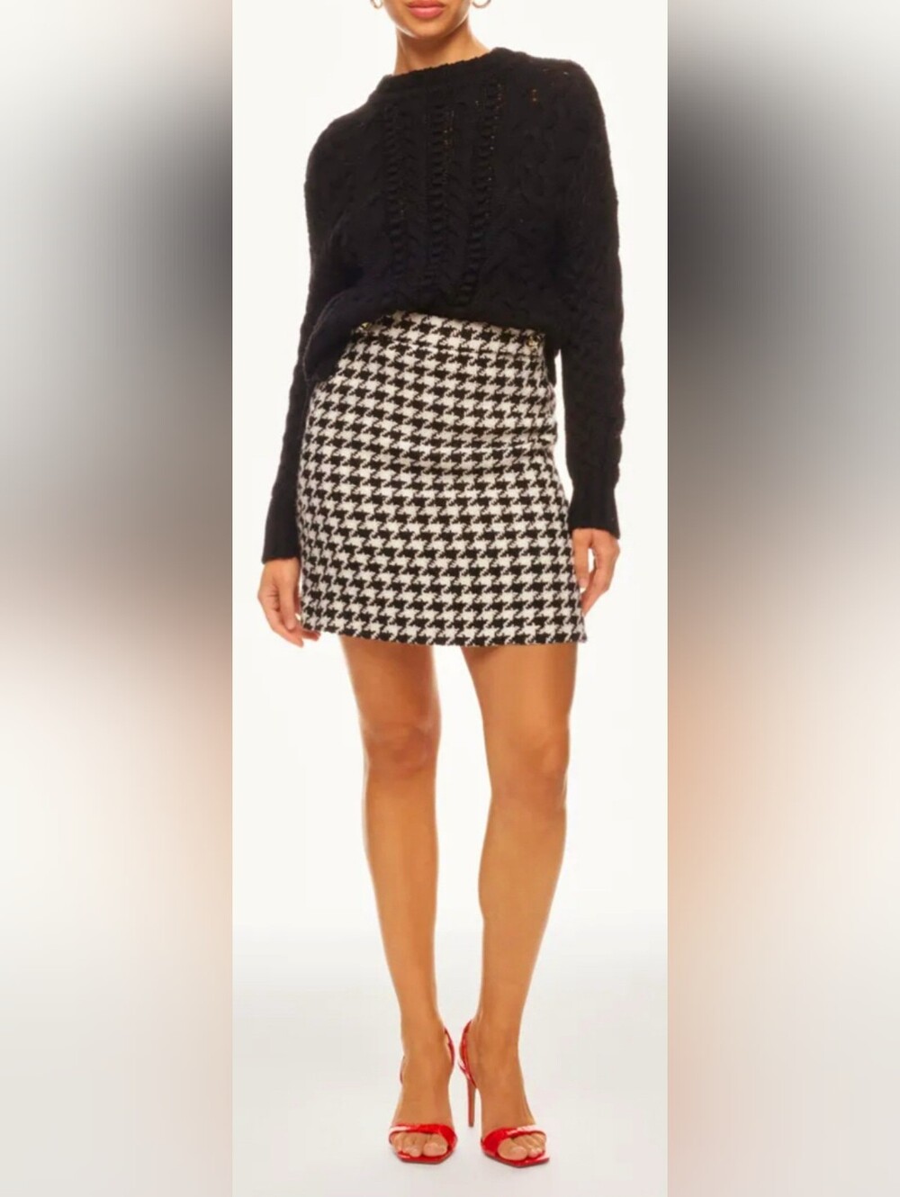 Talbots Wool Blend Brown&Tan Houndstooth Mini Pencil Skirt 2/XS